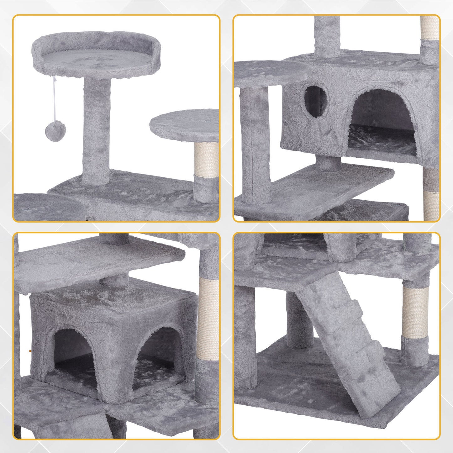 55-Inch Multi-Level Cat Tree Tower Activity Center with Condo - Available in 6 Colors