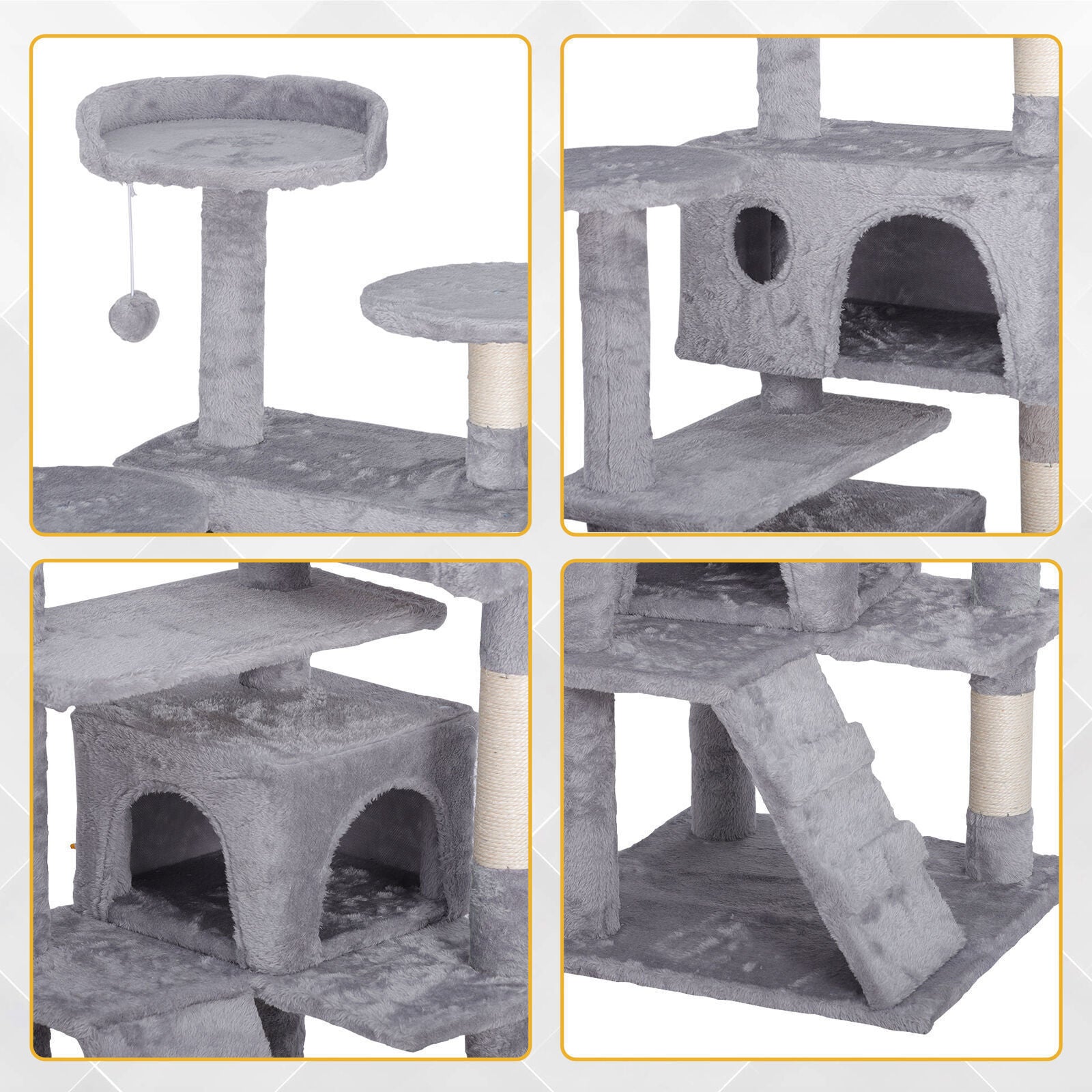 55-Inch Multi-Level Cat Tree Tower Activity Center with Condo - Available in 6 Colors