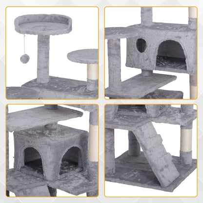 55-Inch Multi-Level Cat Tree Tower Activity Center with Condo - Available in 6 Colors