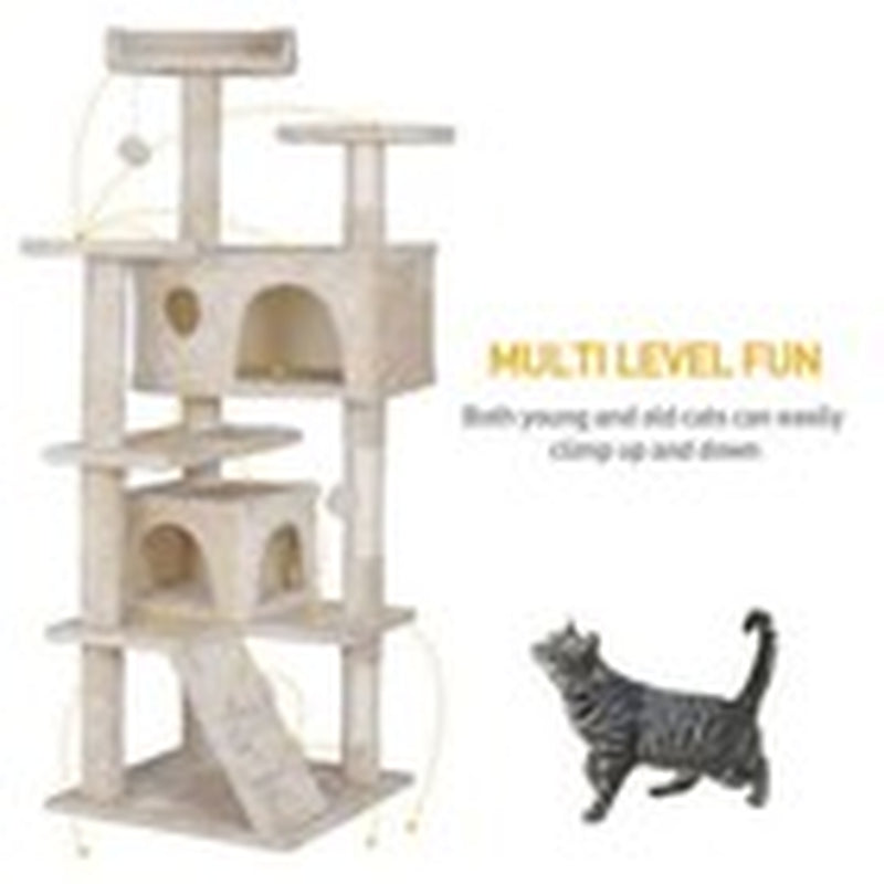 55-Inch Multi-Level Cat Tree Tower Activity Center with Condo - Available in 6 Colors