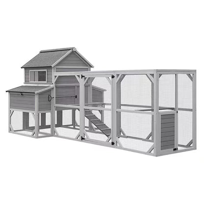 Spacious Chicken Coop with Enclosure for 8-10 Chickens