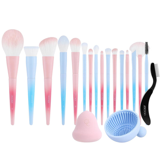 Makeup Brushes 16Pcs Fantasy Makeup Brushes Set with Makeup Bag and Makeup Sponge and Brush Cleaning Pad and Foldable Eyelash Comb Separator Tool