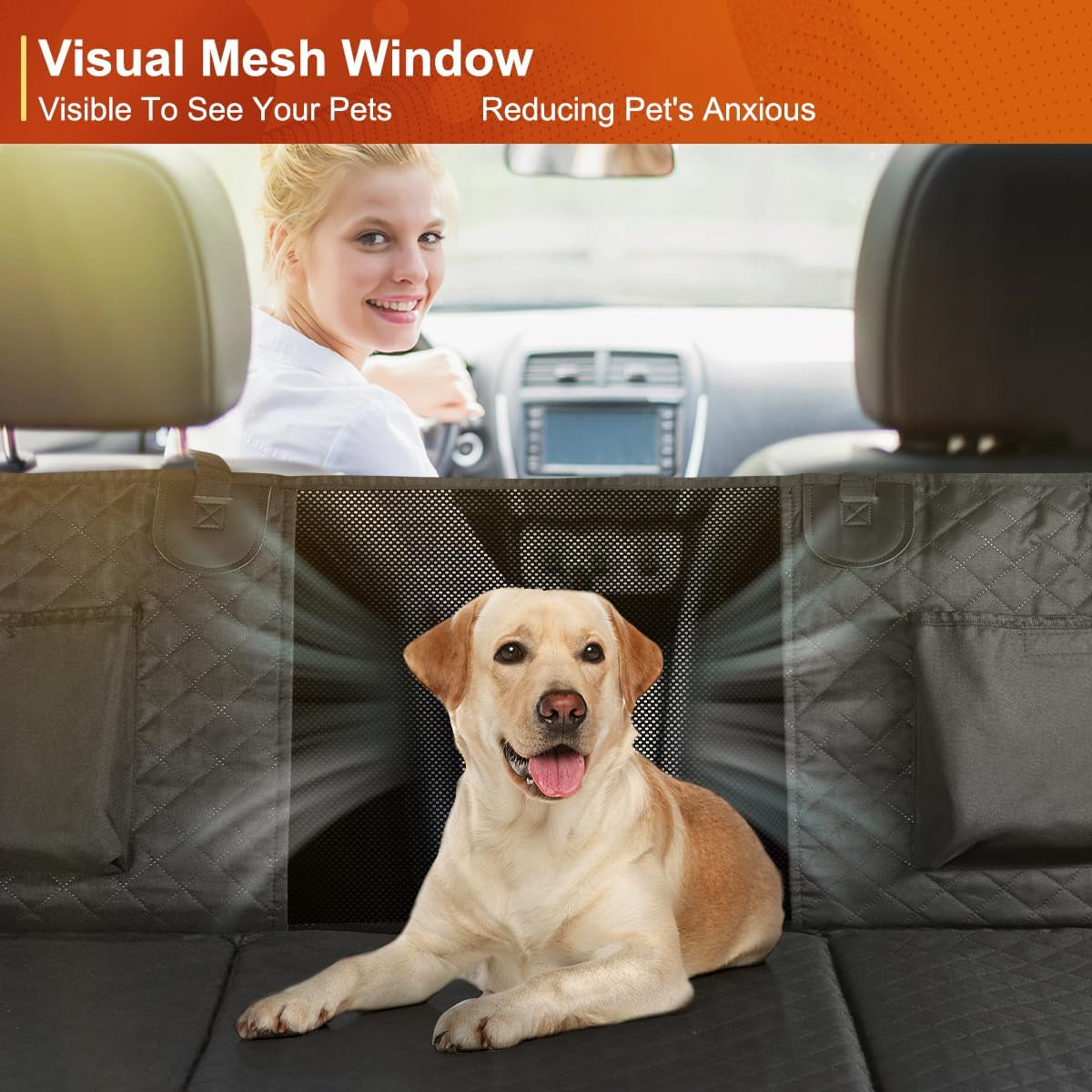 Dog Car Seat Cover, Dog Hammock for Car Backseat, Non Inflatable Seat Cover for Back Seat,Hard Bottom Back Seat Protector for Cars,Trucs & Suvs