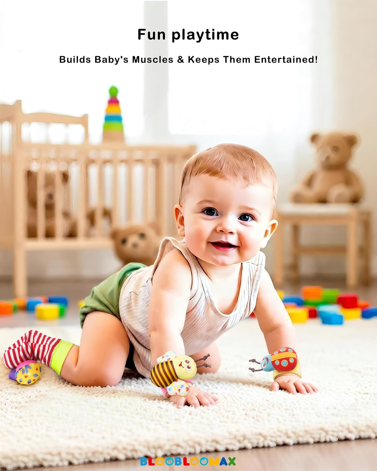 Infant Wrist Rattle Socks and Foot Finder Set - Developmental Toys for Babies 0-36 Months, Ideal Newborn Gift Set in Red Gift Box