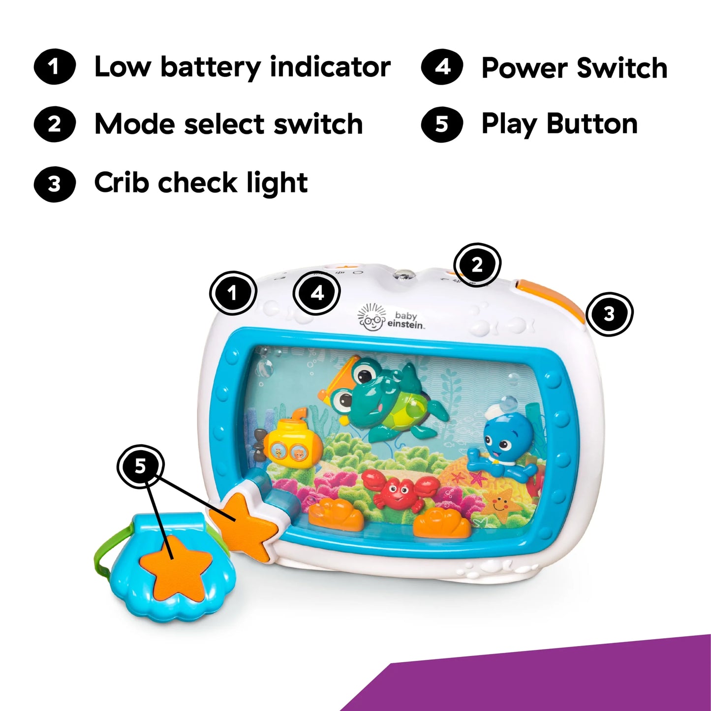Sea Dreams Soothing Sleep Sound Machine with White Noise and Remote Control for Infants and Children, Multicolor, Ages 0 Months and Up