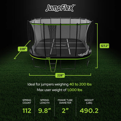 MEGA 19' Square Trampoline, Kids Outdoor Play Equipment with Net & Ladder