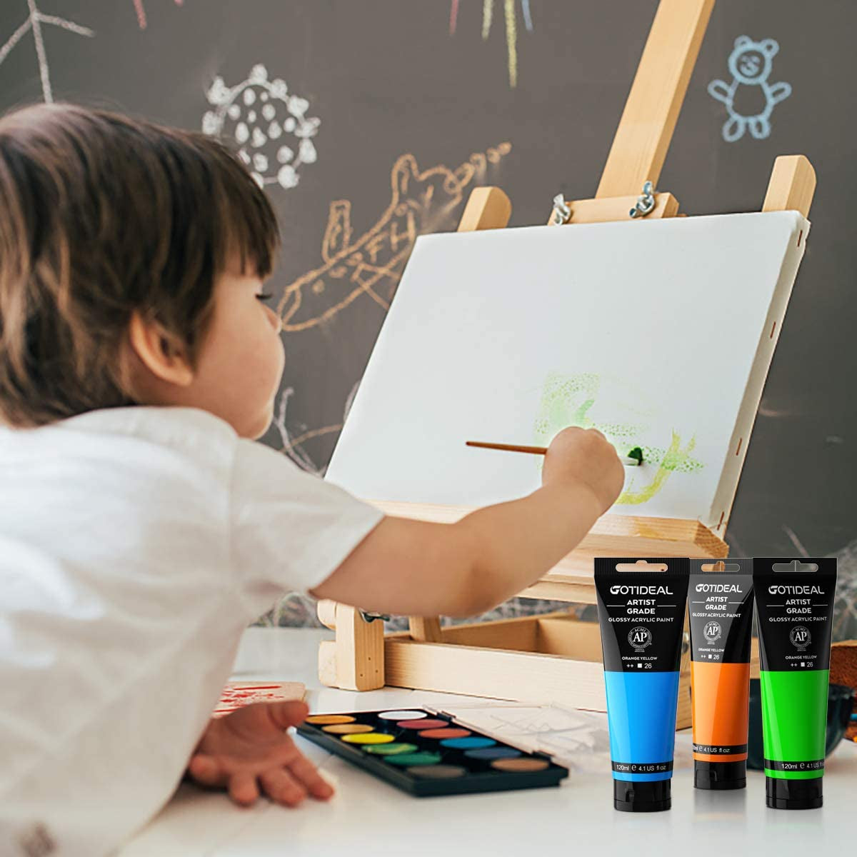 Acrylic Paint - Titanium White Tubes (120ml, 4.1 oz) - Non-Toxic, Fade-Resistant, Rich Pigments for Artists and Crafters - Ideal for Canvas, Wood, Clay, Fabric, and Ceramic Projects