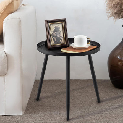 Matte Black Three-Legged End Table for Indoor Use - Compact Side Table for Limited Spaces