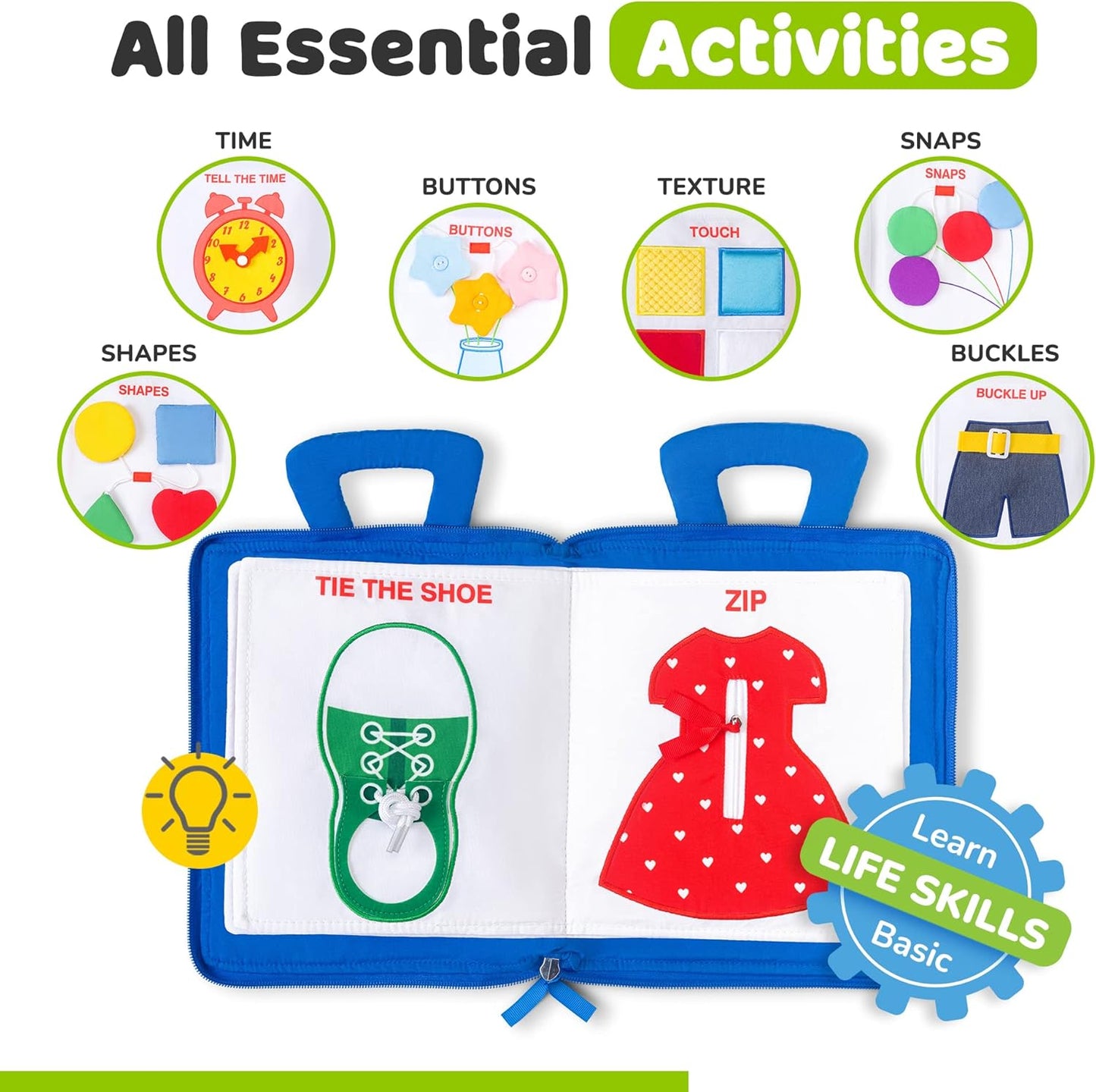 Montessori-Inspired Busy Book for Toddlers Aged 1-3 - Engaging Airplane Activities and Quiet Time Learning for Boys and Girls