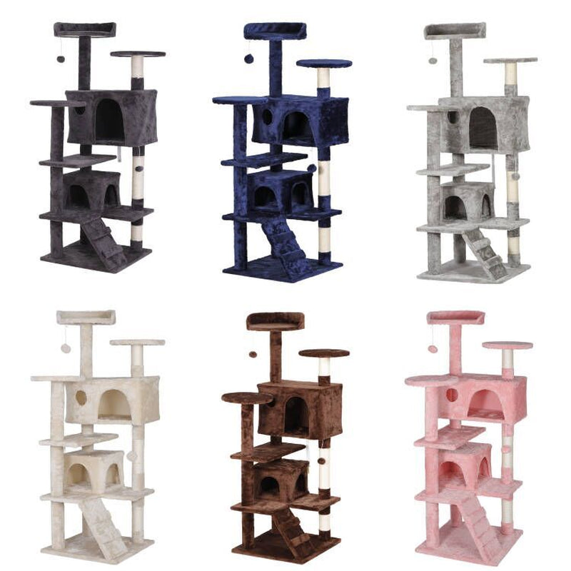55-Inch Multi-Level Cat Tree Tower Activity Center with Condo - Available in 6 Colors