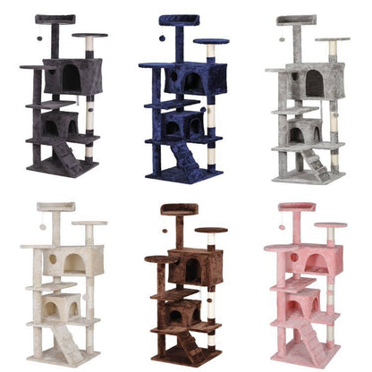 55-Inch Multi-Level Cat Tree Tower Activity Center with Condo - Available in 6 Colors