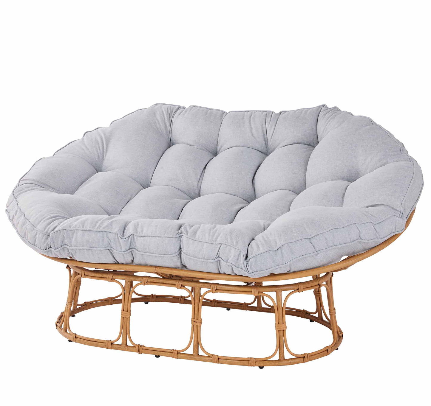 Double Papasan Accent Chair in Grey Linen
