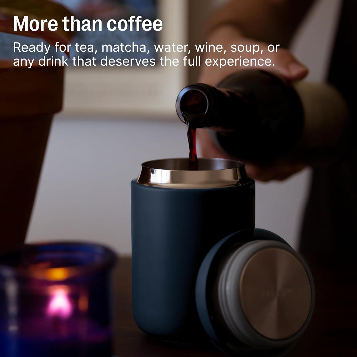 Carter Coffee Mug 16 Oz for Travel - Wide Mouth Vacuum-Insulated Stainless Steel Tea and Coffee Tumbler with Ceramic Interior - Matte Black