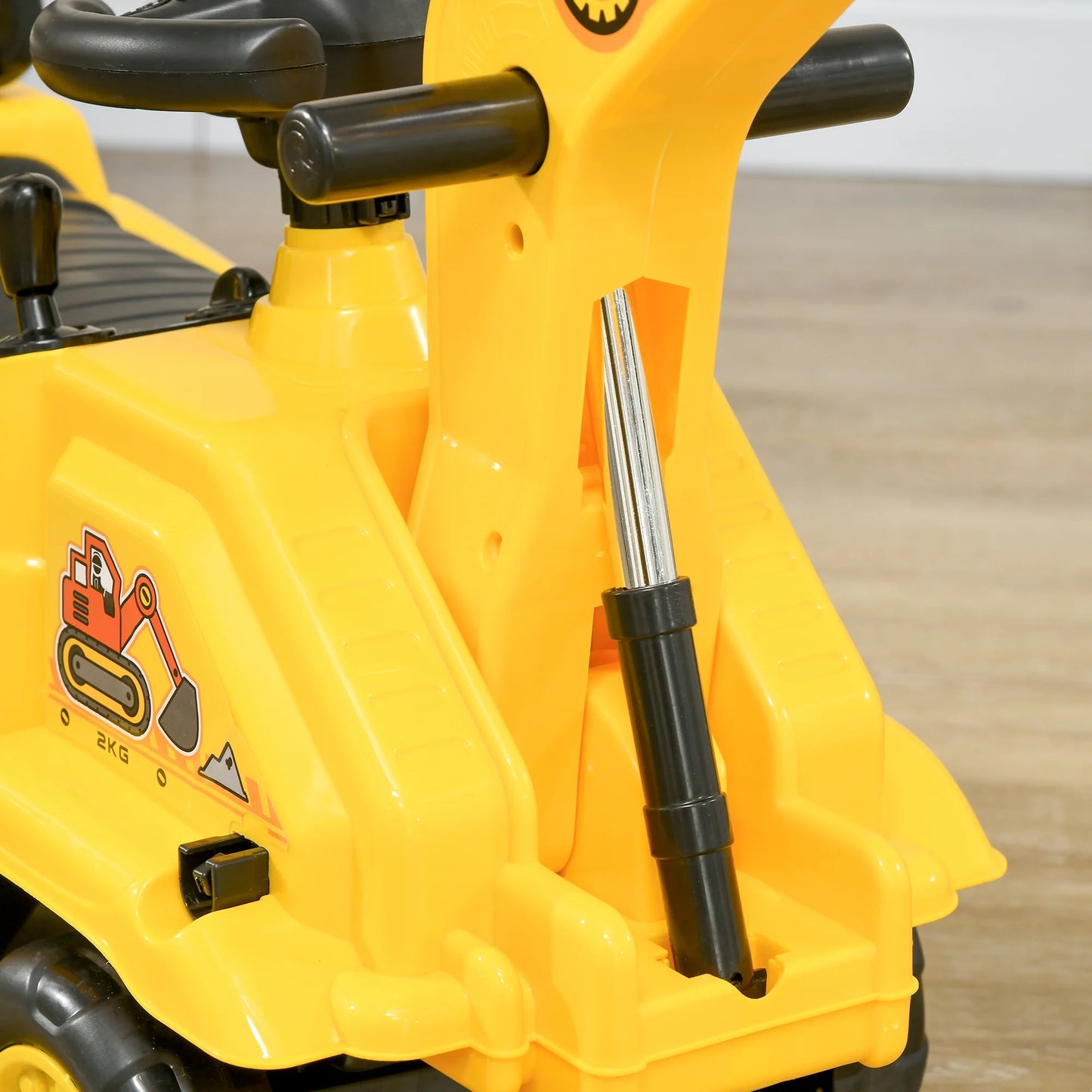 3-in-1 Ride-On Toy Excavator Digger, Scooter, and Pulling Cart for Pretend Play Construction Activities