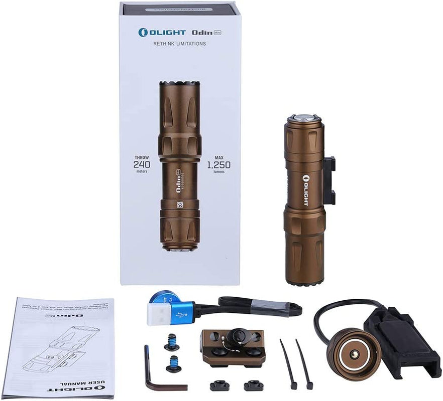 Odin Mini 1250 Lumens Ultra-Compact Rechargeable Mlok-Mount Weapon Light with Removable Slide Rail Mount and Remote Switch, 240 Meters Beam Distance, Mlok Included