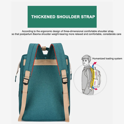 Multifunctional Diaper Bag Backpack with Integrated Changing Station, Foldable Crib, Insulated Bottle Compartment, Waterproof Design, and USB Charging Port - The Ultimate Travel Solution for Parents