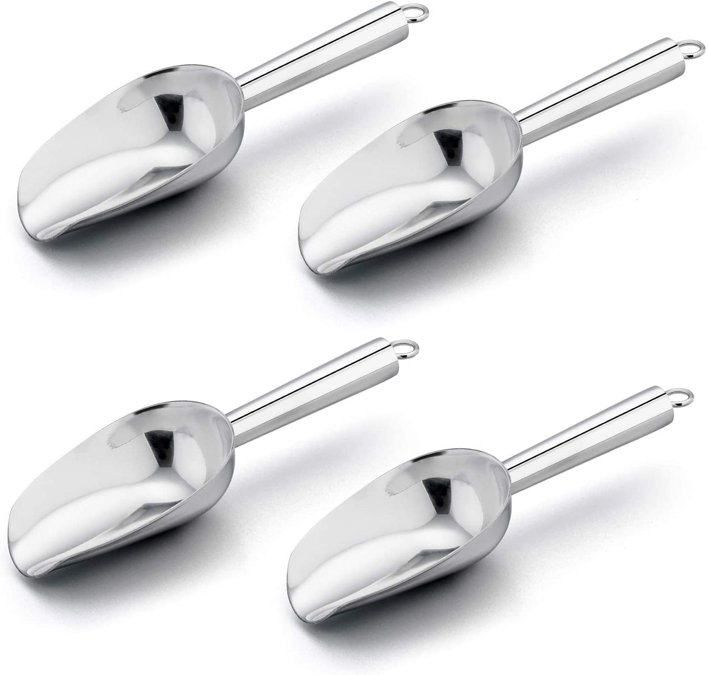 Mini Scoop, 3 Ounce Stainless Steel Kitchen Utility Scoops, Ideal for Candy/Ice Cube/Flour/Sugar/Coffee Bean/Protein Powder, Food Grade & anti Rust, Easy Clean & Dishwasher Safe (4 Pack)
