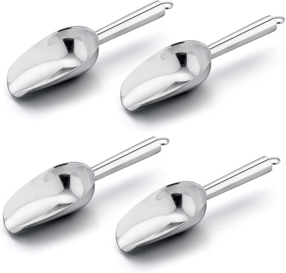 Mini Scoop, 3 Ounce Stainless Steel Kitchen Utility Scoops, Ideal for Candy/Ice Cube/Flour/Sugar/Coffee Bean/Protein Powder, Food Grade & anti Rust, Easy Clean & Dishwasher Safe (4 Pack)