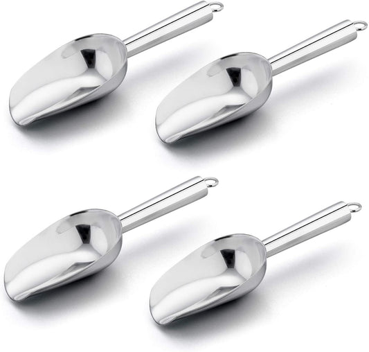 Mini Scoop, 3 Ounce Stainless Steel Kitchen Utility Scoops, Ideal for Candy/Ice Cube/Flour/Sugar/Coffee Bean/Protein Powder, Food Grade & anti Rust, Easy Clean & Dishwasher Safe (4 Pack)