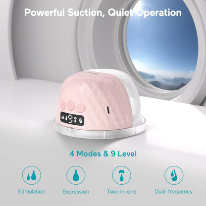 Wearable Electric Breast Pump - Hands-Free Portable Design with 4 Modes and 9 Adjustable Levels, Pack of 2