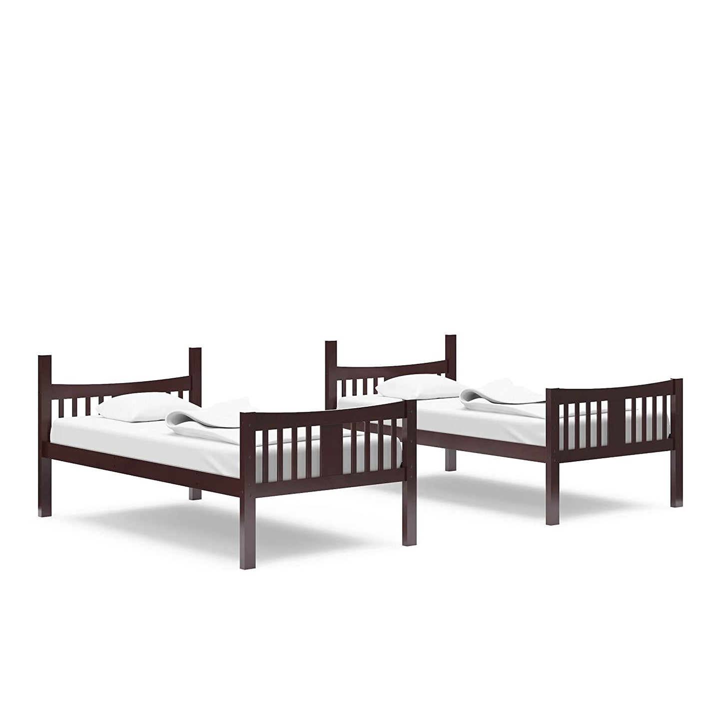 Caribou Twin over Twin Bunk Bed in Espresso - GREENGUARD Gold Certified, Convertible to Two Individual Twin Beds for Children