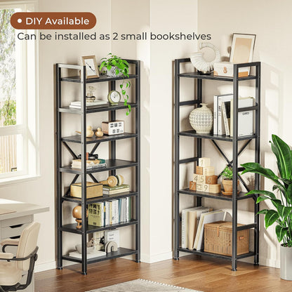Triple 4-Tier Bookshelf with 11 Open Display Shelves - Wide Bookcase for Home and Office in Black