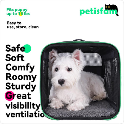 Quick-In Pet Carrier for Cats. 360° Airy Mesh Windows Let Fur-Kids See You & Breath Easy, Reduce Travel Anxiety. Rip-Stop Fabric & Lockable Zips Hug Securely. Washable Pad. Adjustable Shoulder Strap
