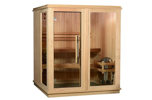 Grayson Rustic Cedar Indoor Sauna for Four Individuals