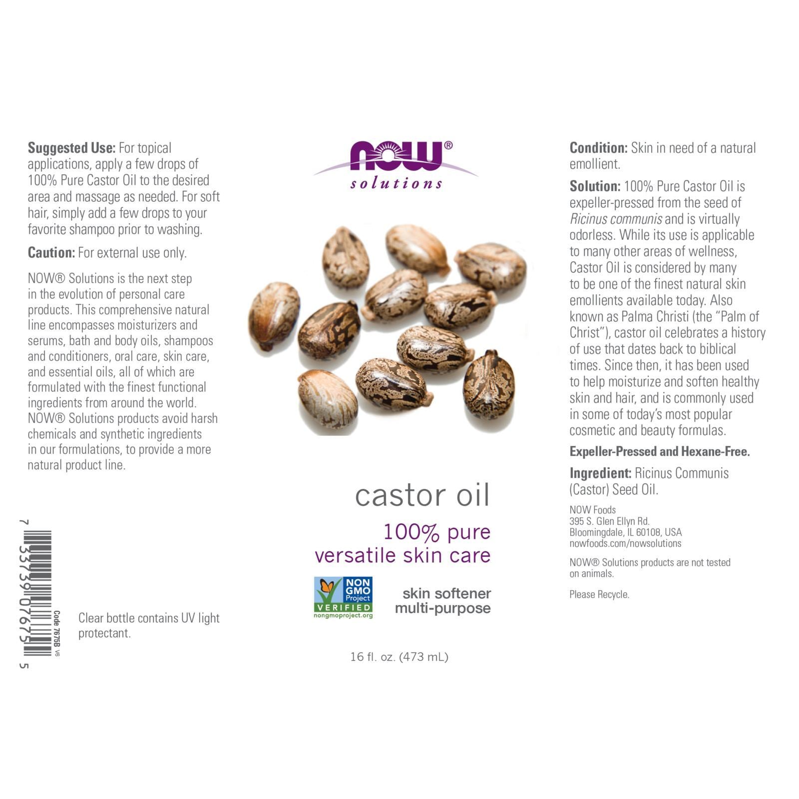 2 X NOW Castor Oil 16 Fl Oz FRESH MADE in USA FREE SHIPPING