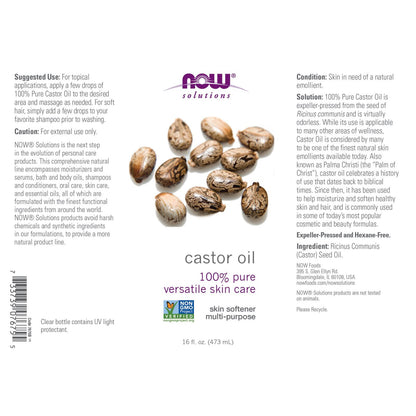 2 X NOW Castor Oil 16 Fl Oz FRESH MADE in USA FREE SHIPPING