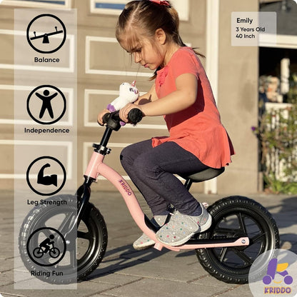 Toddler Balance Bike for Ages 2 to 5, Interactive Push Bicycle for Early Learning with Steady Balancing, Ideal Gift for Boys and Girls, Pink