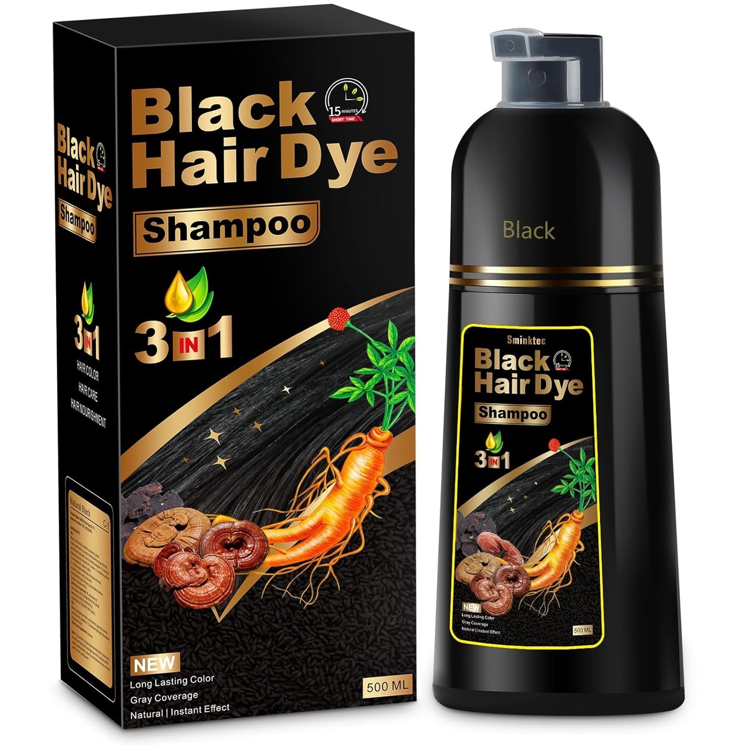Hair Dye Shampoo 3 in 1 for Gray Hair, Herbal Ingredients Natural Shampoo Hair D