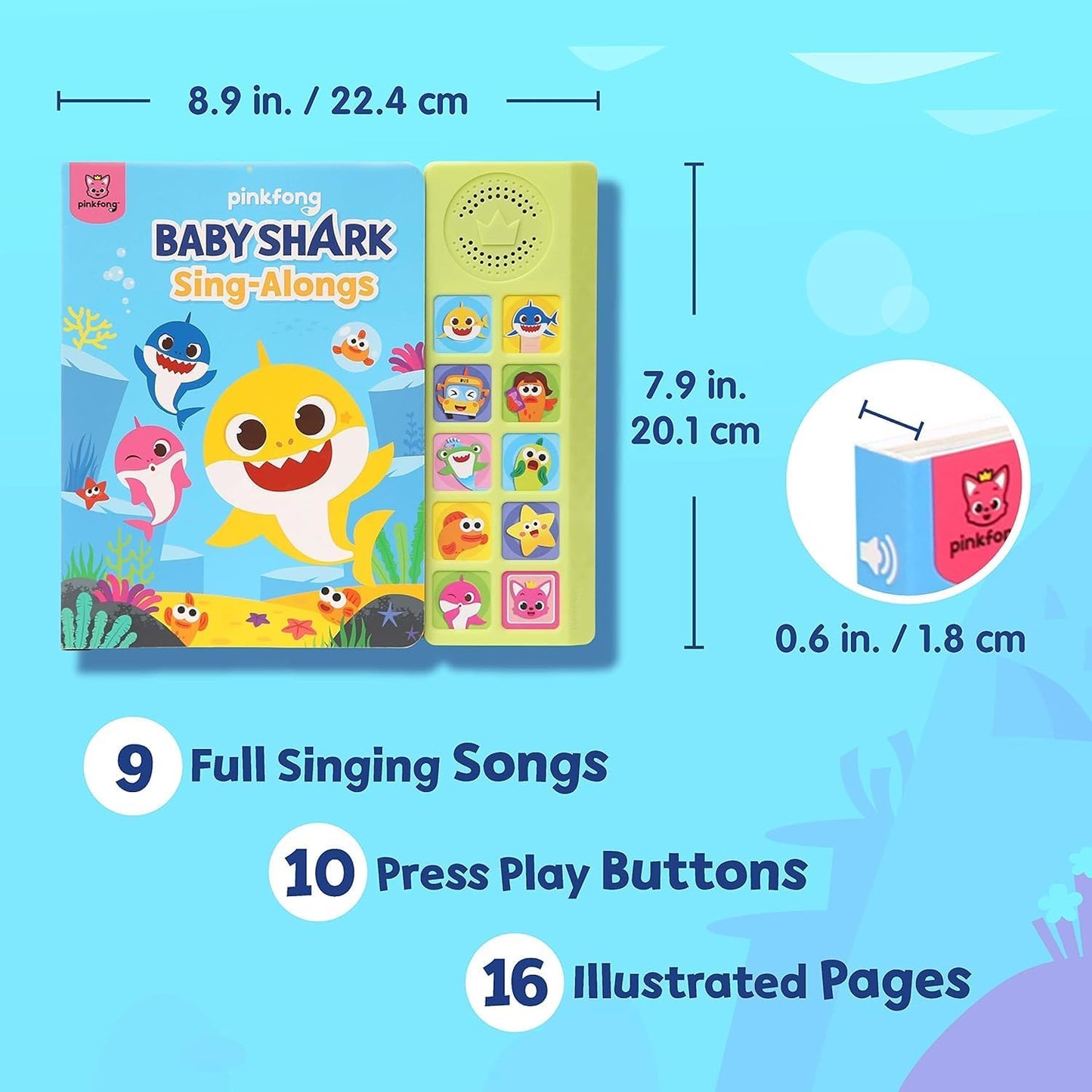 Interactive Baby Shark Sound Book with 10 Buttons | Educational Toy for Toddlers Ages 1-3 | Perfect Gift for Boys and Girls