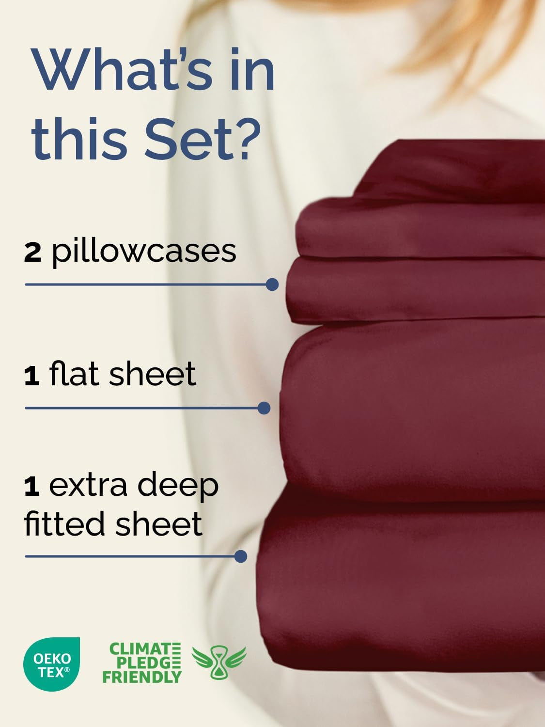 Extra Deep Twin Sheet Set - 4-Piece Breathable and Cooling Bedding - Luxurious Hotel Quality for All Ages - Secure Fit, Soft, Wrinkle-Free, and Comfortable - Extra Deep Pockets - Burgundy
