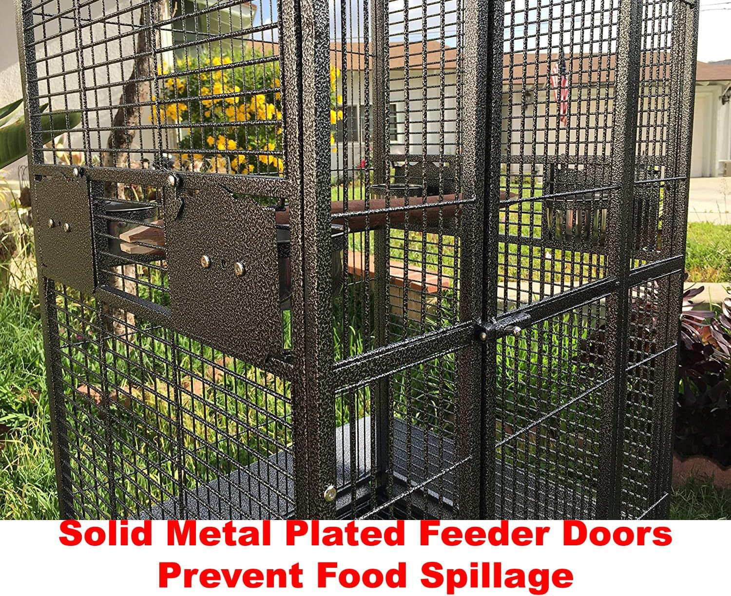 Extra Large Elegant Open Dome Top with Play Wooden Perch Stand Bird Parrot Cage for Macaw Cockatoo African Grey (35.25 X 29.5 X 62H Inches, Black Vein)