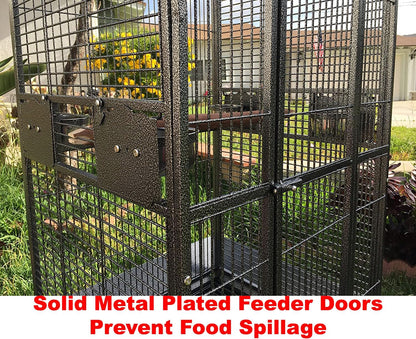 Extra Large Elegant Open Dome Top with Play Wooden Perch Stand Bird Parrot Cage for Macaw Cockatoo African Grey (35.25 X 29.5 X 62H Inches, Black Vein)