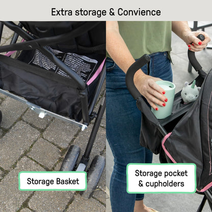 Summer 3D Mini Lightweight Umbrella Stroller - Compact Folding Design, Reclining Seat, Canopy, Supports Up to 45 Pounds, Ideal for Travel, Pink