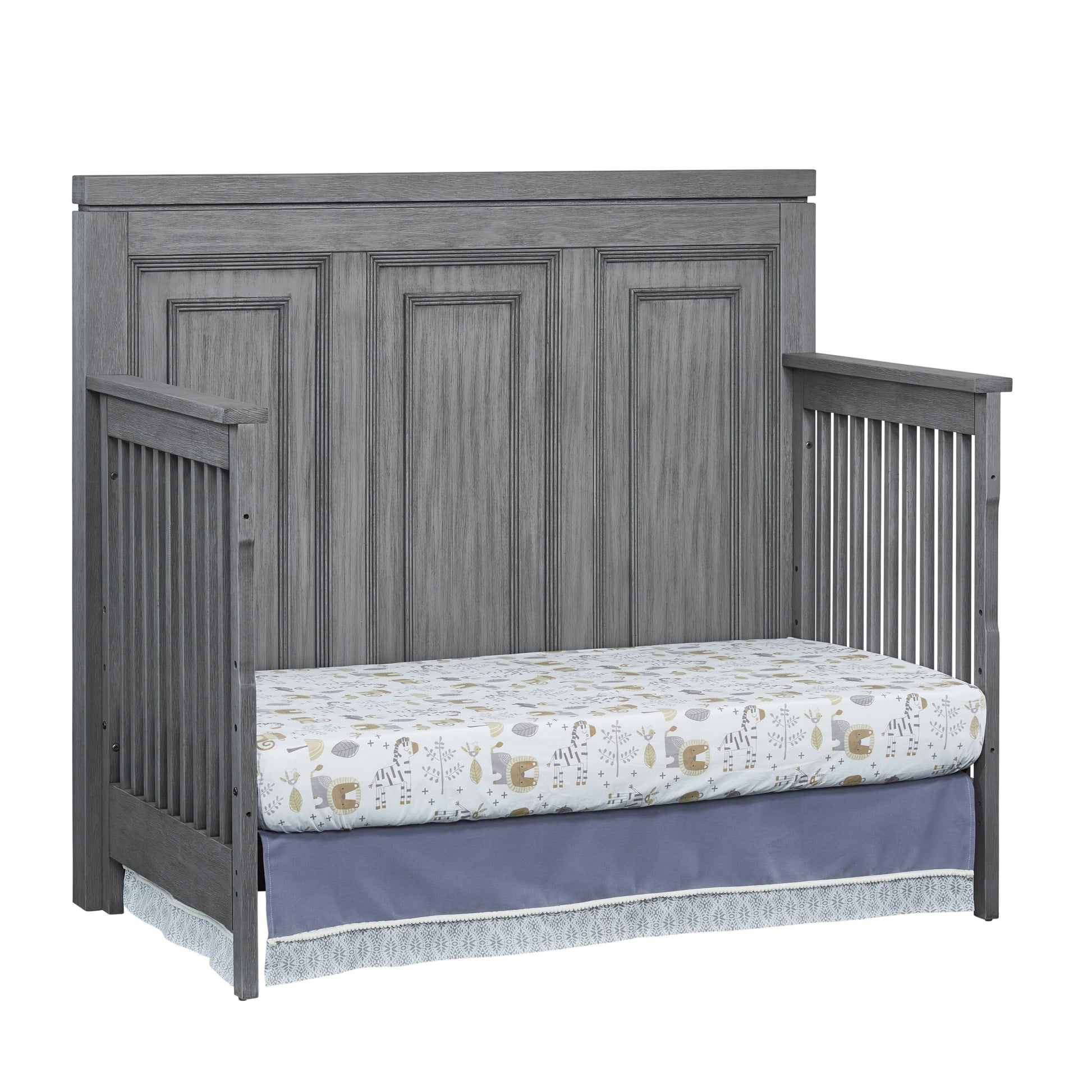 Manchester 4-in-1 Convertible Crib in Rustic Gray, GREENGUARD Gold Certified for Enhanced Safety and Quality