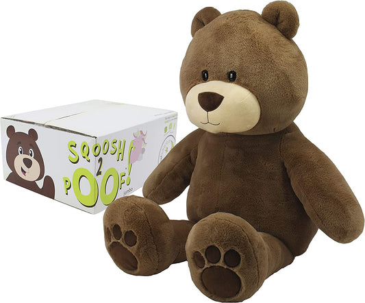 Sqoosh2Poof™ Jumbo Plush Bear - 54" Compressed for Convenient Storage
