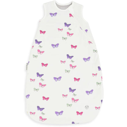 Merino Wool and Organic Cotton Baby Sleeping Bag - Classic 4-Season Sleep Sack with Two-Way Zipper for Ages 18-36 Months - Butterfly Design