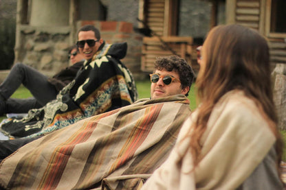 Alpaca Wool Queen Size Blanket - Lightweight and Warm Throw for Couch or Outdoor Use - 87 x 64 Inches (Brown)