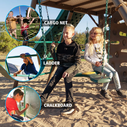 Kid'S Big Stuff Swing Set with Toddler Bucket Swing and Kid'S Almond Picnic Table (91109)