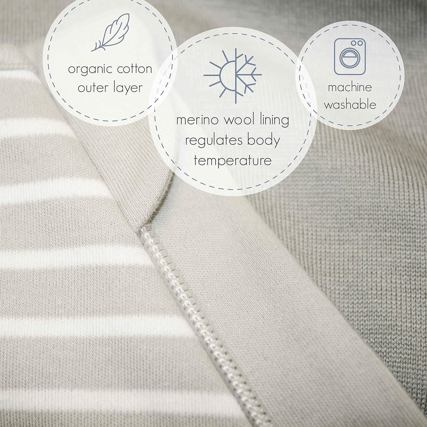 Merino Wool and Organic Cotton Baby Sleeping Bag - Classic 4-Season Sleep Sack with Two-Way Zipper for Ages 18-36 Months - Butterfly Design