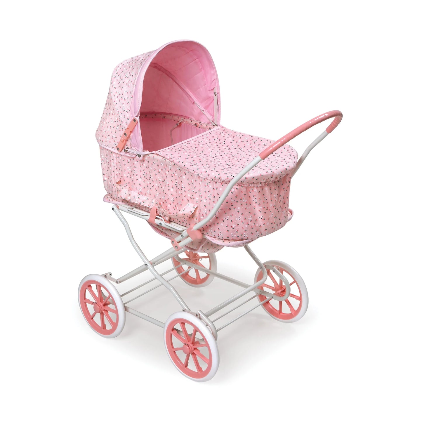 3-in-1 Pink Rosebud Doll Pram, Carrier, and Stroller Set