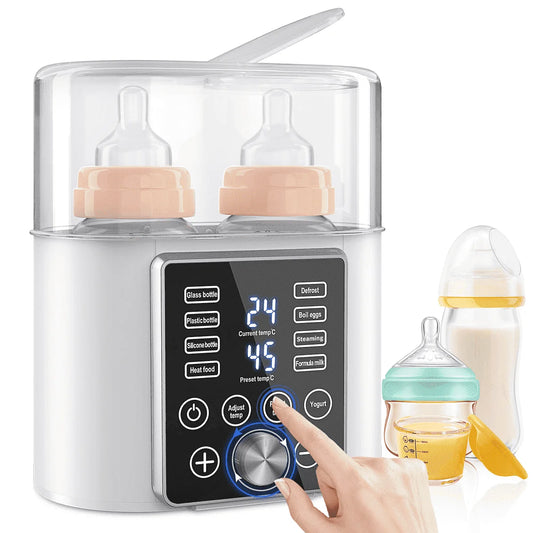 12-in-1 Dual Baby Bottle Warmer and Food Heater with LCD Display, Timer, and 24-Hour Temperature Control for Breastmilk and Formula, BPA-Free, Ideal for Twins