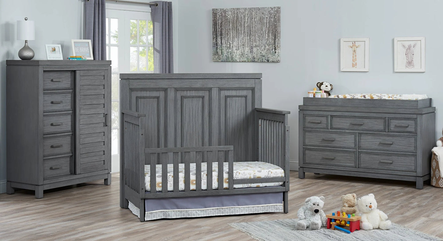 Manchester 4-in-1 Convertible Crib in Rustic Gray, GREENGUARD Gold Certified for Enhanced Safety and Quality
