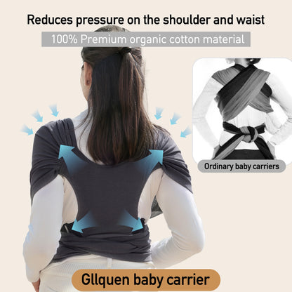 Organic Cotton Infant and Toddler Wrap Carrier in Dark Gray, Supports Weights Up to 35 lbs