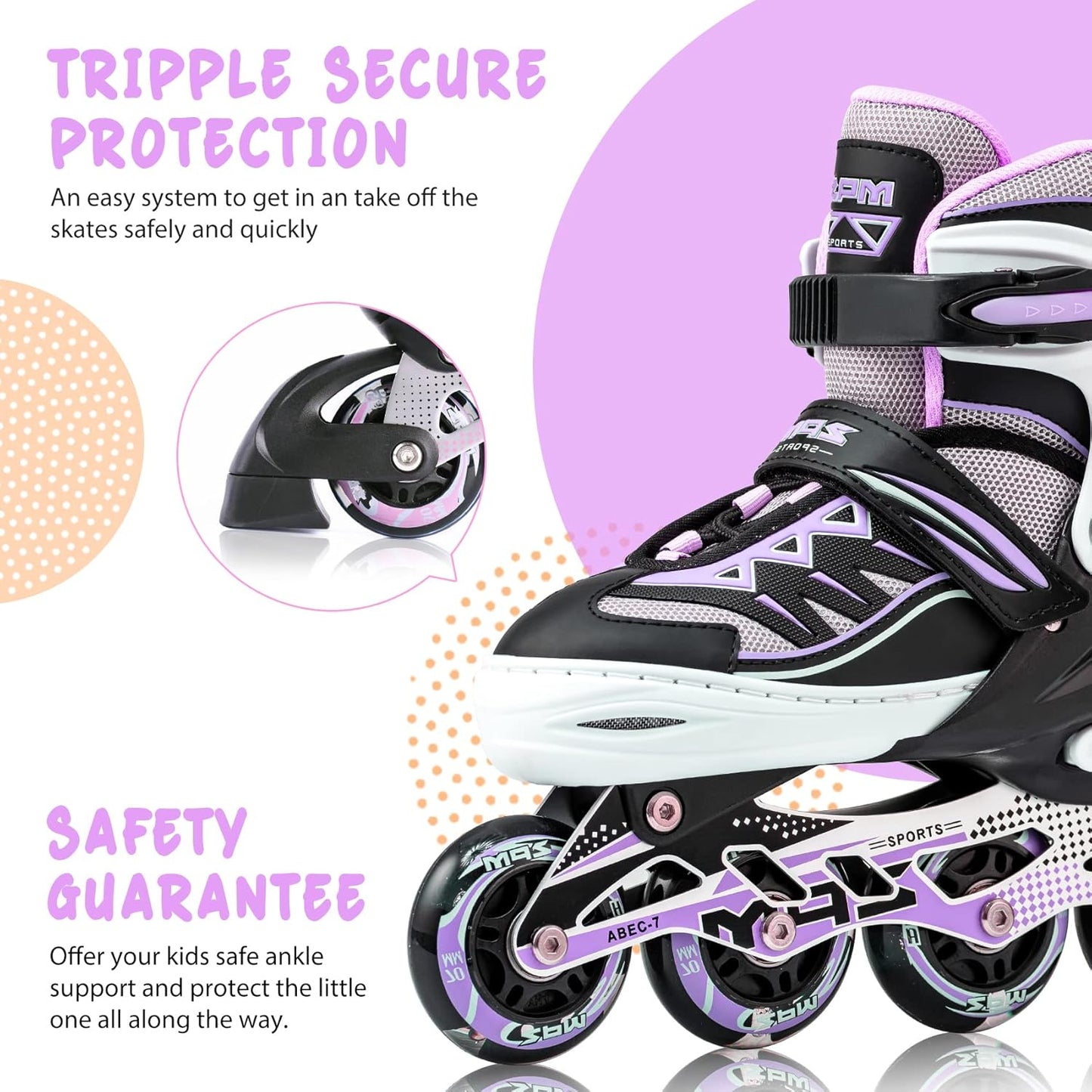 Cytia Adjustable Pink Inline Skates for Girls with Illuminated Wheels - Beginner Roller Skates for Kids