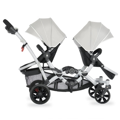 Track Tandem Stroller - Face-to-Face Design in Light Grey