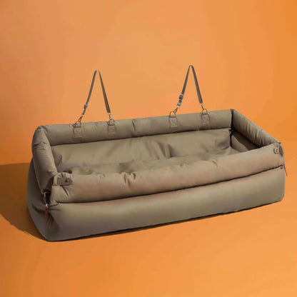Luxury Dog Beds Faux Leather Dog Car Seat Booster Double Seats Pet Car Seat Bed with Safety Buckle Customized LOGO Pet Beds